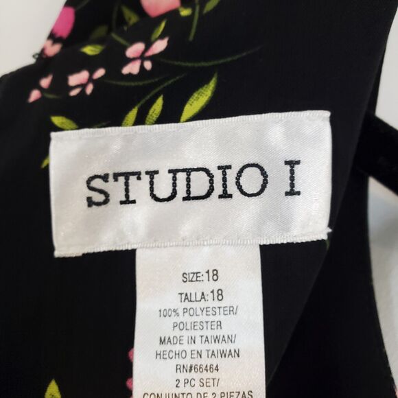 Vintage 90s Studio 1 Maxi Dress Round Neck Black Floral Pheobe Buffay Friends - Picture 10 of 11